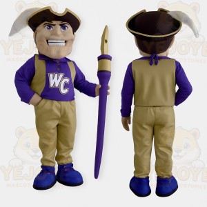 Purple Gold Colonial Gentleman Mascot Costume