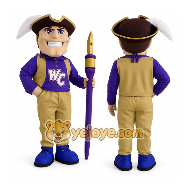 Purple Gold Colonial Gentleman Mascot Costume