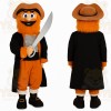 Orange Black Bearded Pirate Mascot Costume
