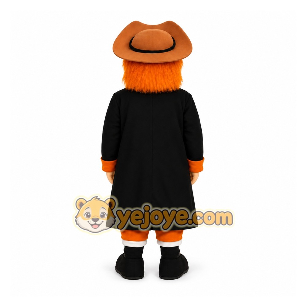 Orange Black Bearded Pirate Mascot Costume