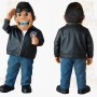 Black Blue Biker Man Mascot Costume