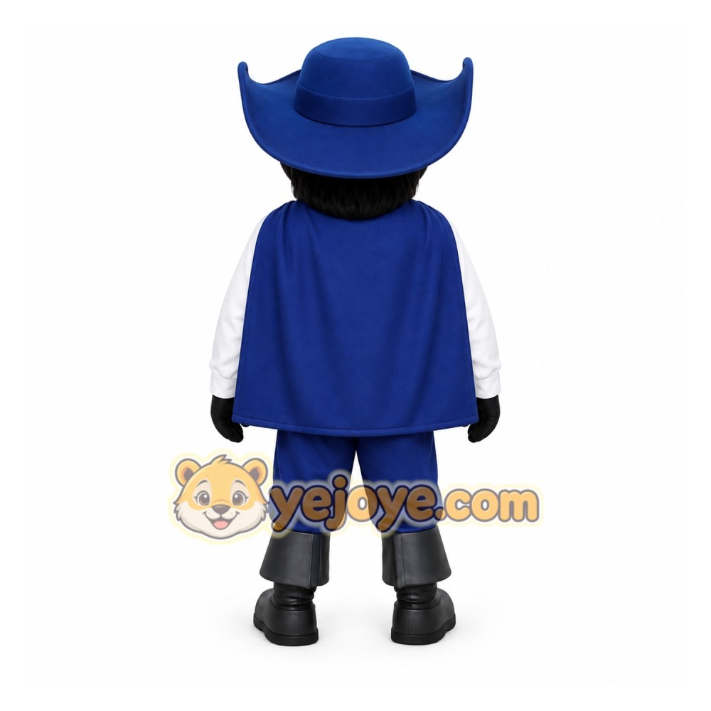 Navy Blue White Musketeer Mascot Costume Navy Blue White Musketeer Mascot Costume