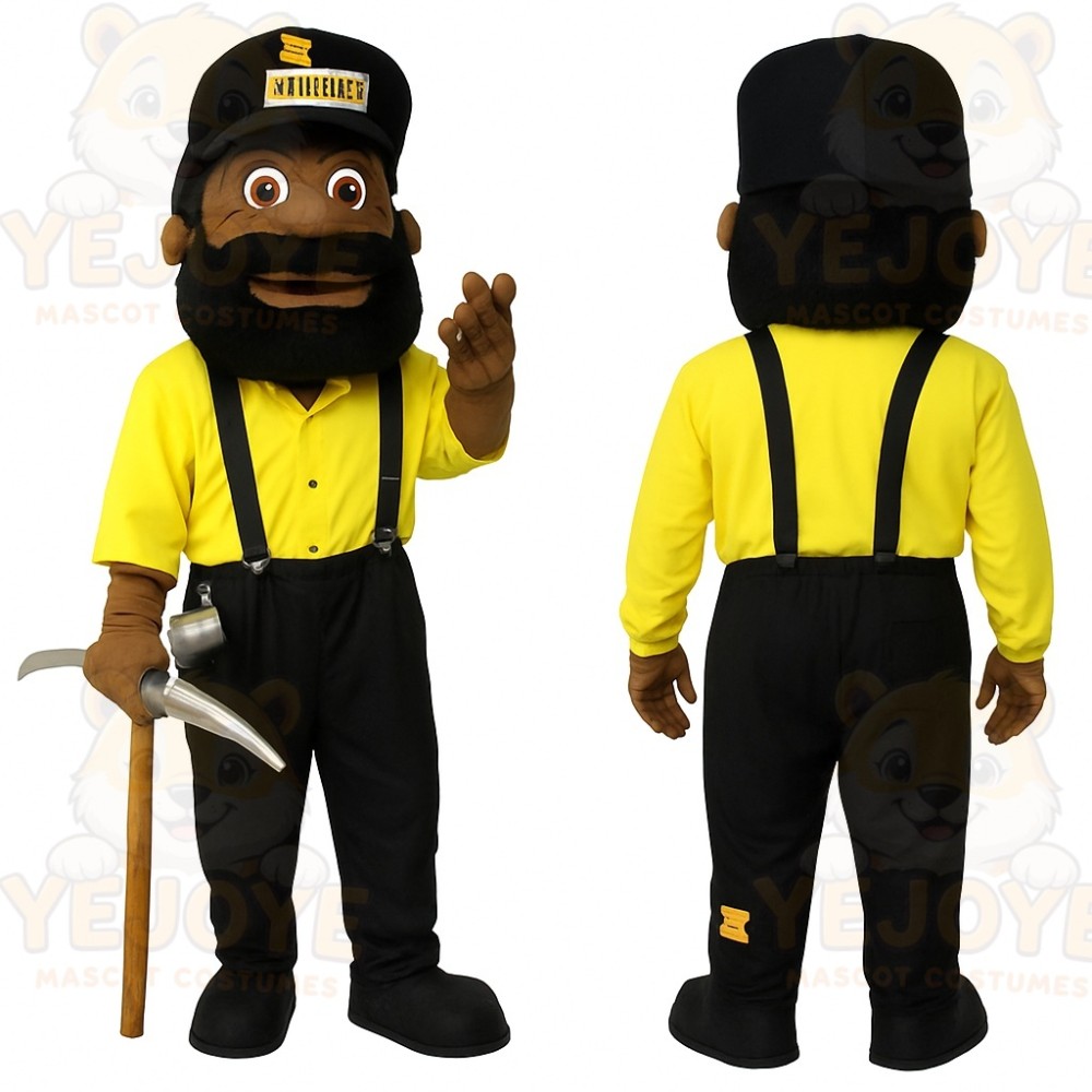 Yellow Black Bearded Beekeeper Mascot Costume