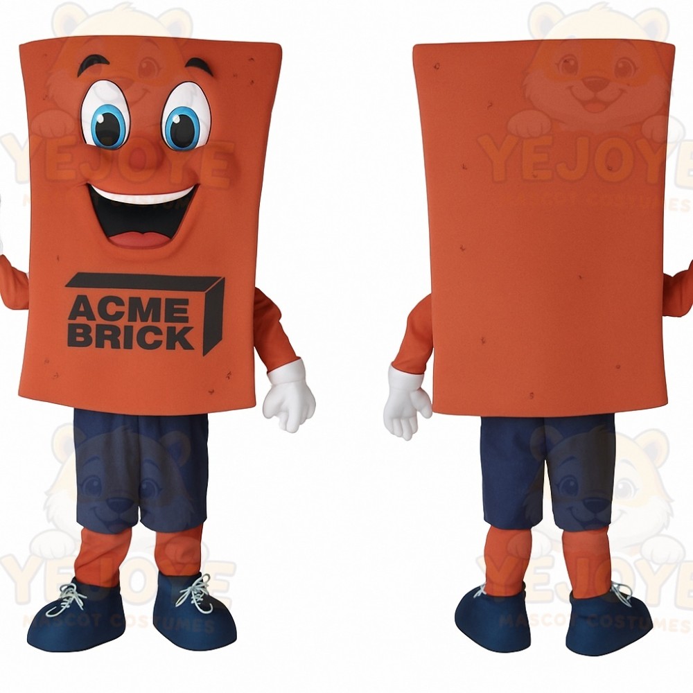 Orange Blue Brick Mascot Costume