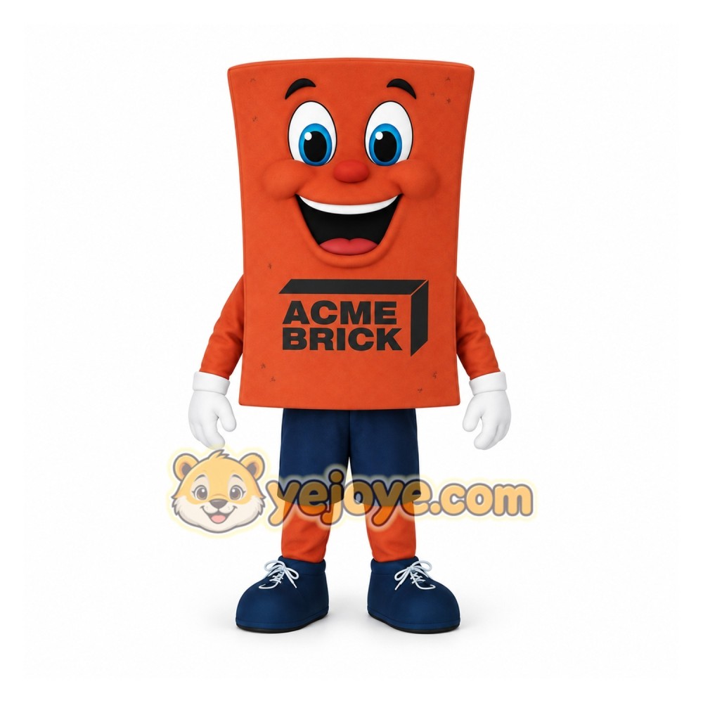 Orange Blue Brick Mascot Costume Orange Blue Brick Mascot Costume
