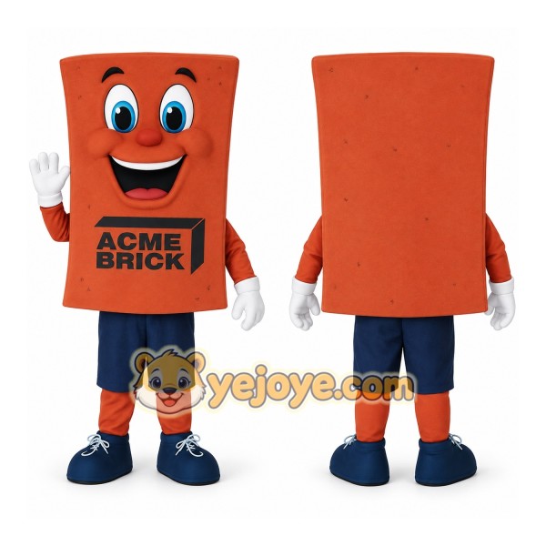 Orange Blue Brick Mascot Costume