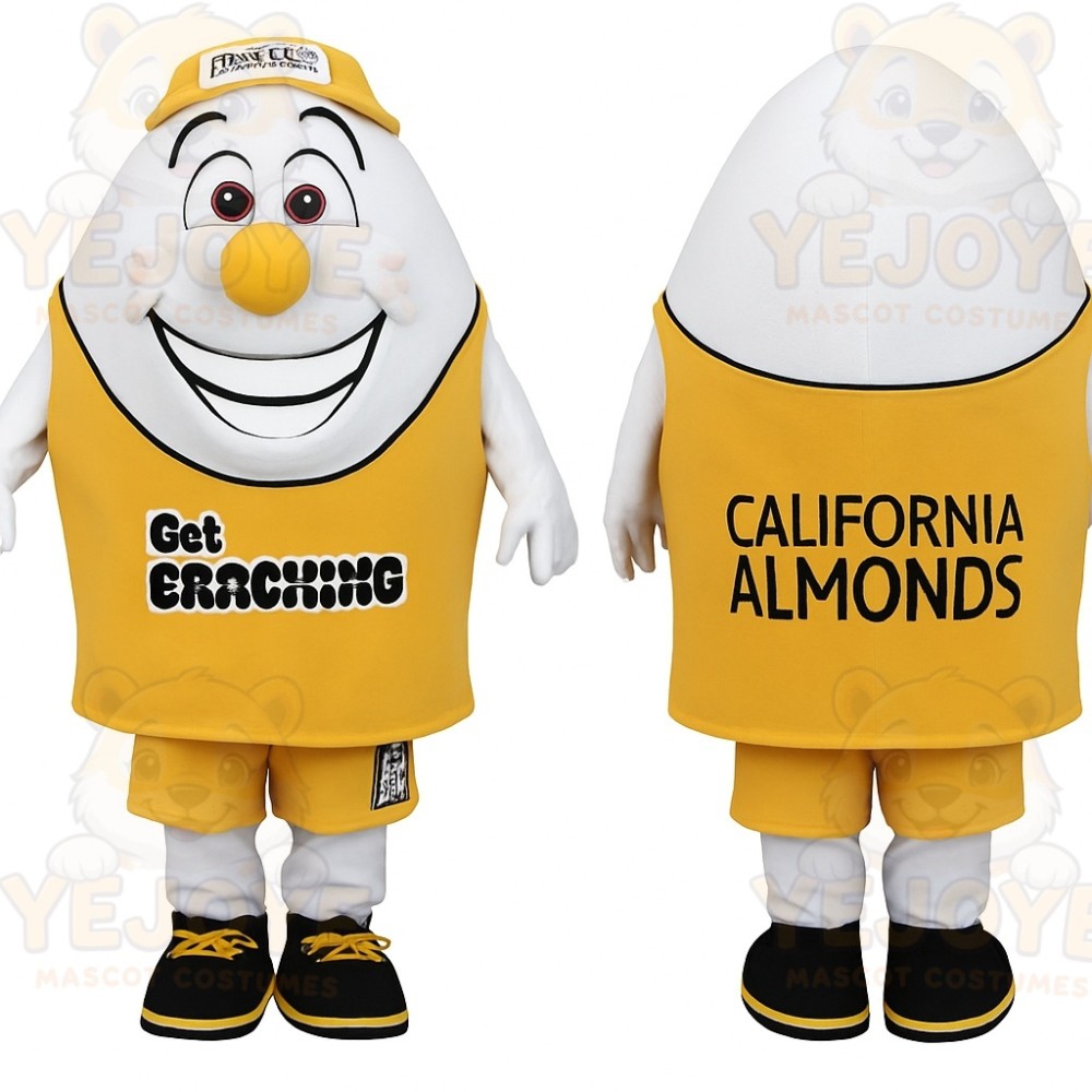 Yellow White Almond Nut Mascot Costume