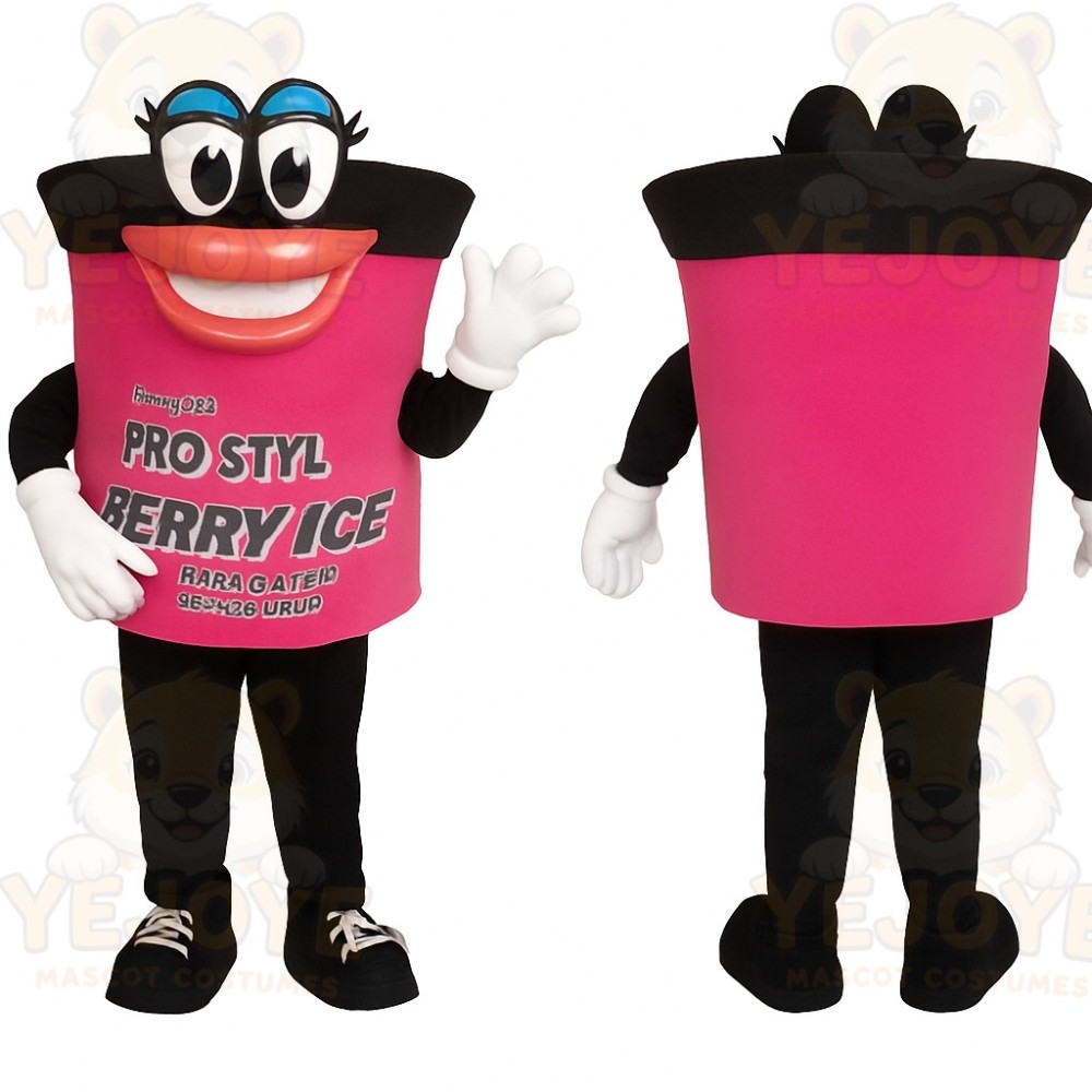 Pink Black Ice Cup Mascot Costume