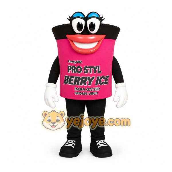 Pink Black Ice Cup Mascot Costume