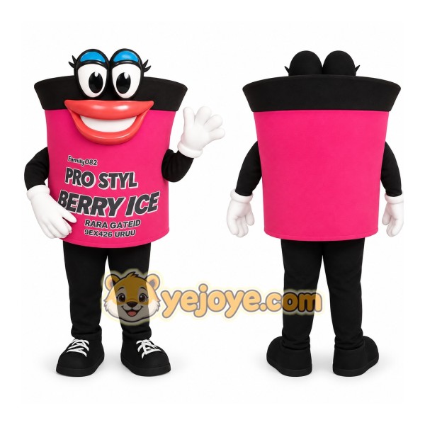 Pink Black Ice Cup Mascot Costume