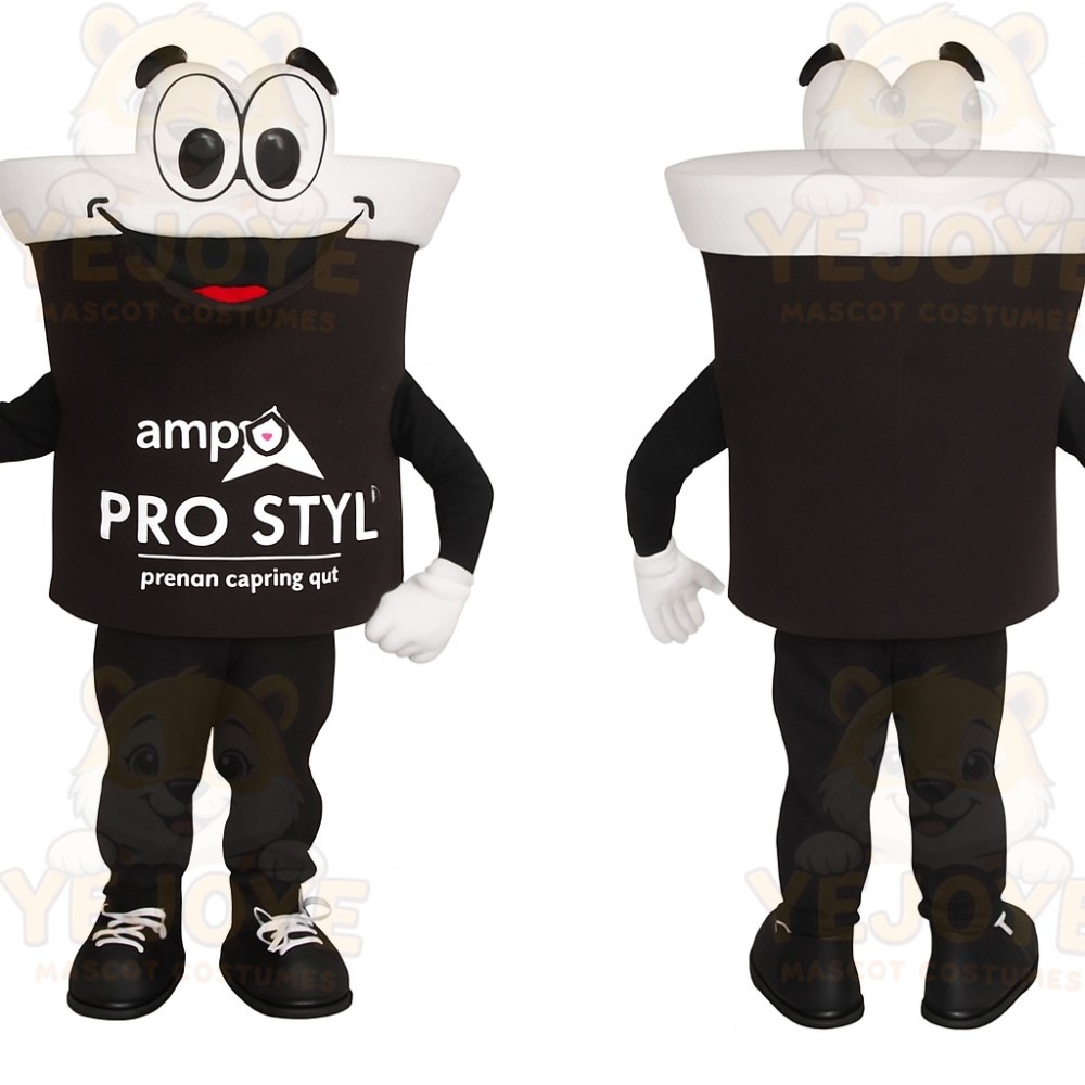 Black White Coffee Cup Mascot Costume