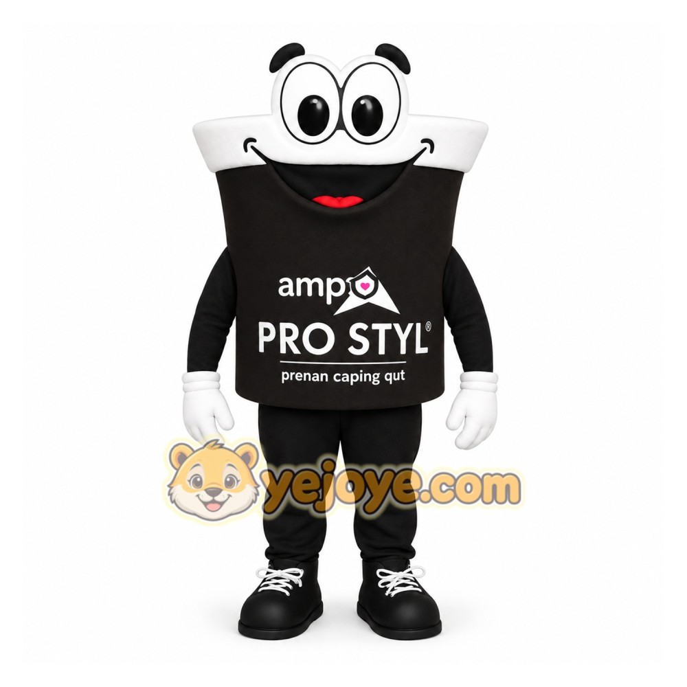 Black White Coffee Cup Mascot Costume Black White Coffee Cup Mascot Costume