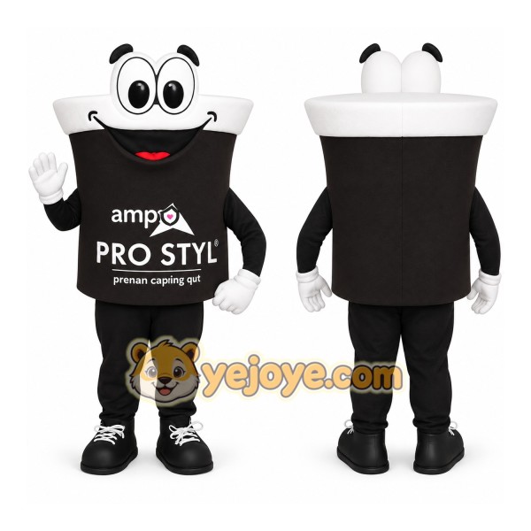 Black White Coffee Cup Mascot Costume