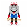 Gray Red Blue Smiling Hex Nut Mascot Costume Gray Red Blue Smiling Hex Nut Mascot Costume