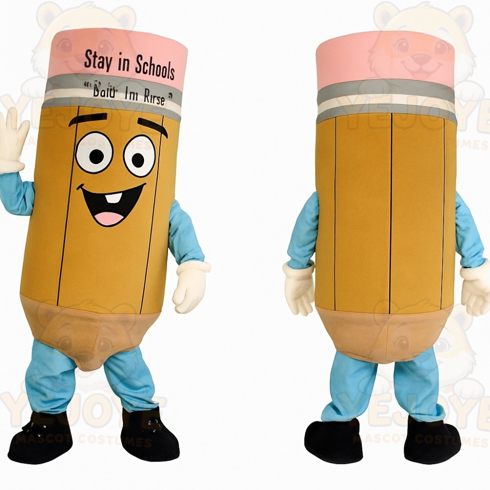 Yellow Pink Pencil Mascot Costume