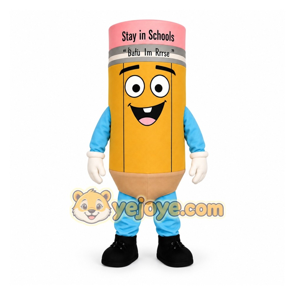 Yellow Pink Pencil Mascot Costume Yellow Pink Pencil Mascot Costume