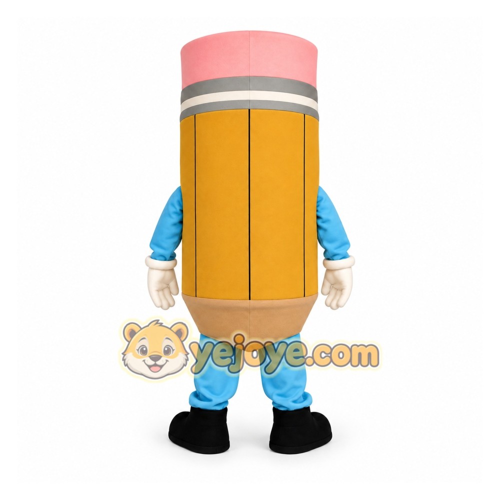 Yellow Pink Pencil Mascot Costume Yellow Pink Pencil Mascot Costume
