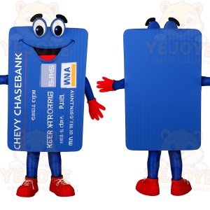 Blue Red Smiling Credit Card Mascot Costume