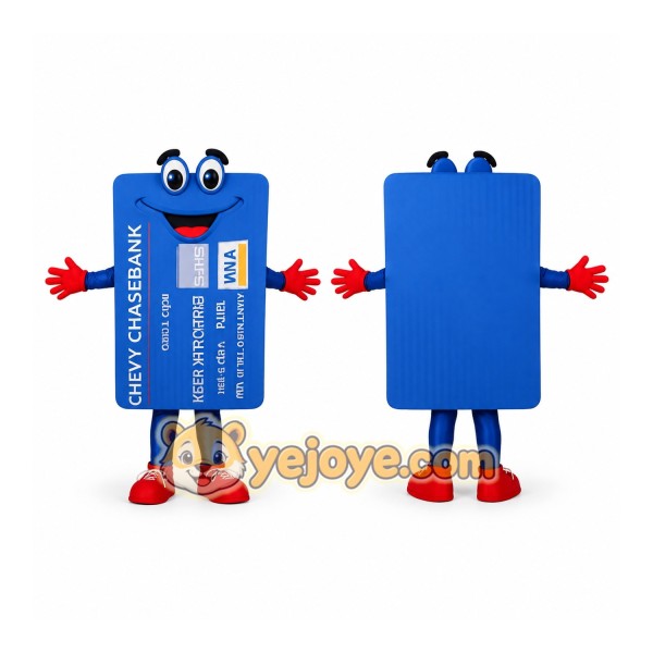 Blue Red Smiling Credit Card Mascot Costume
