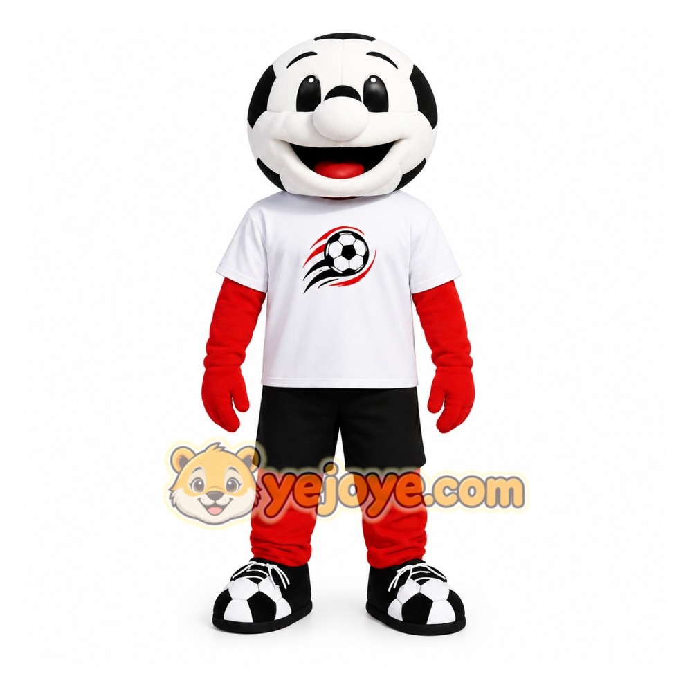 Black White Red Soccer Ball Mascot Costume