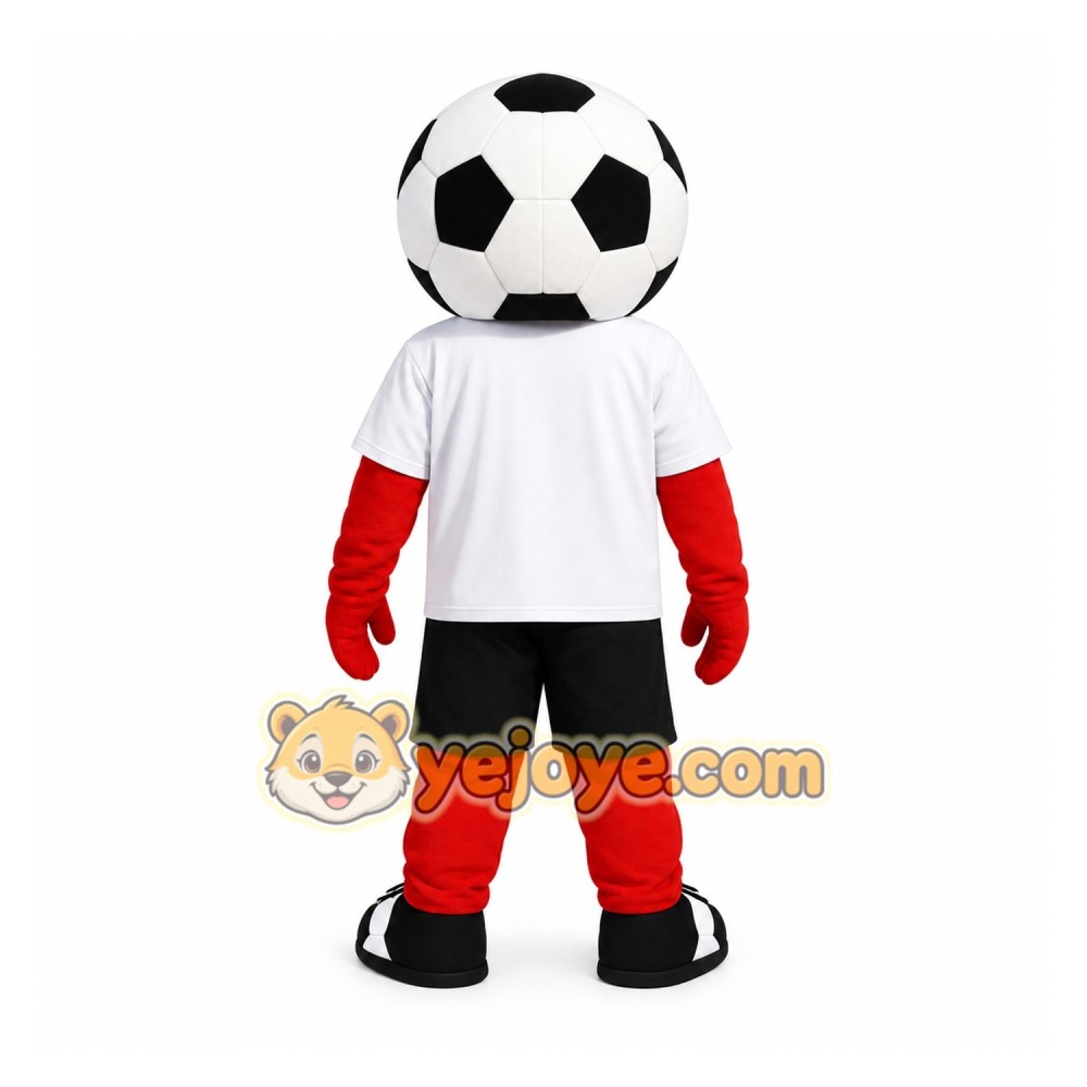 Black White Red Soccer Ball Mascot Costume