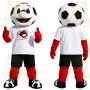 Black White Red Soccer Ball Mascot Costume