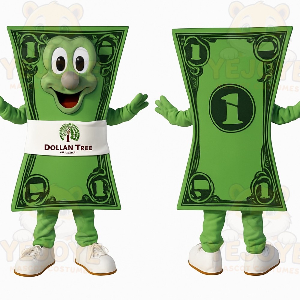 Green Smiling Dollar Bill Mascot Costume