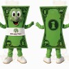 Green Smiling Dollar Bill Mascot Costume