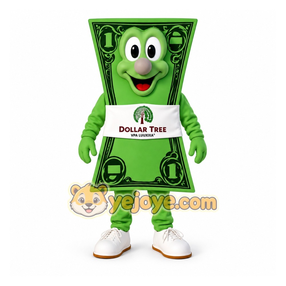 Green Smiling Dollar Bill Mascot Costume Green Smiling Dollar Bill Mascot Costume