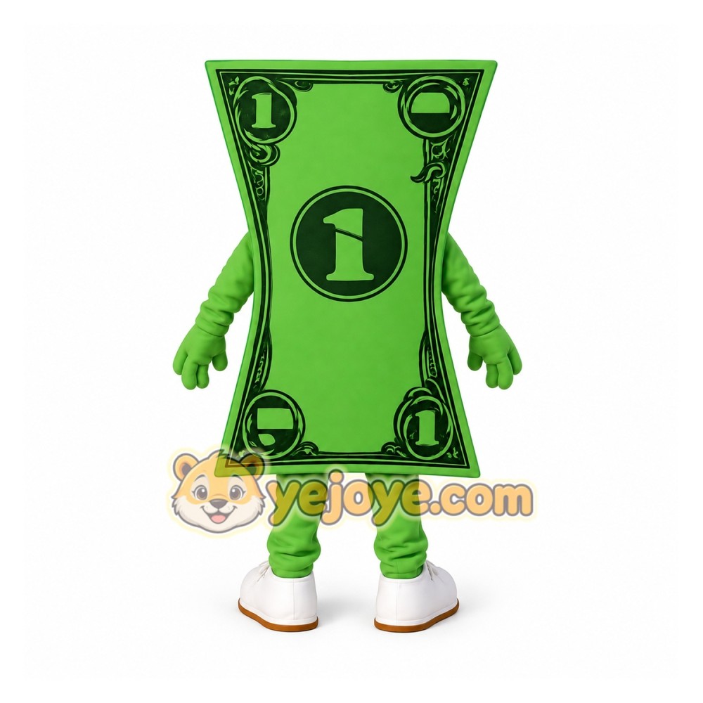 Green Smiling Dollar Bill Mascot Costume Green Smiling Dollar Bill Mascot Costume