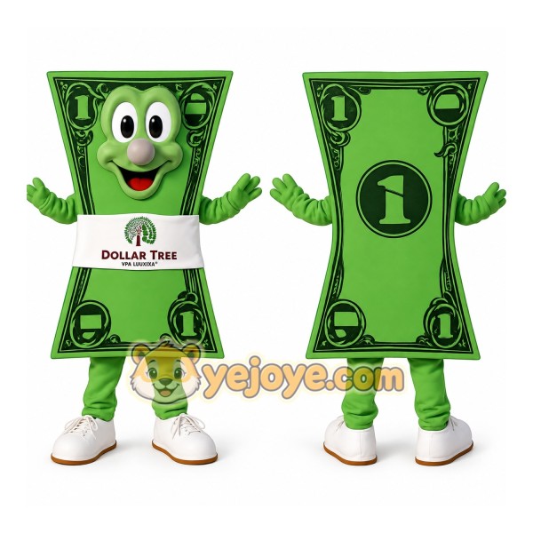 Green Smiling Dollar Bill Mascot Costume
