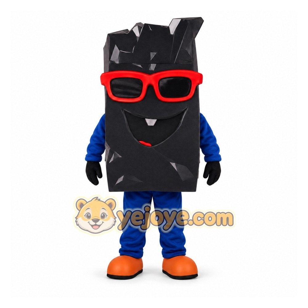 Black Red Sunglasses Trash Bag Mascot Costume Black Red Sunglasses Trash Bag Mascot Costume
