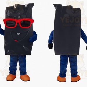 Black Red Sunglasses Trash Bag Mascot Costume