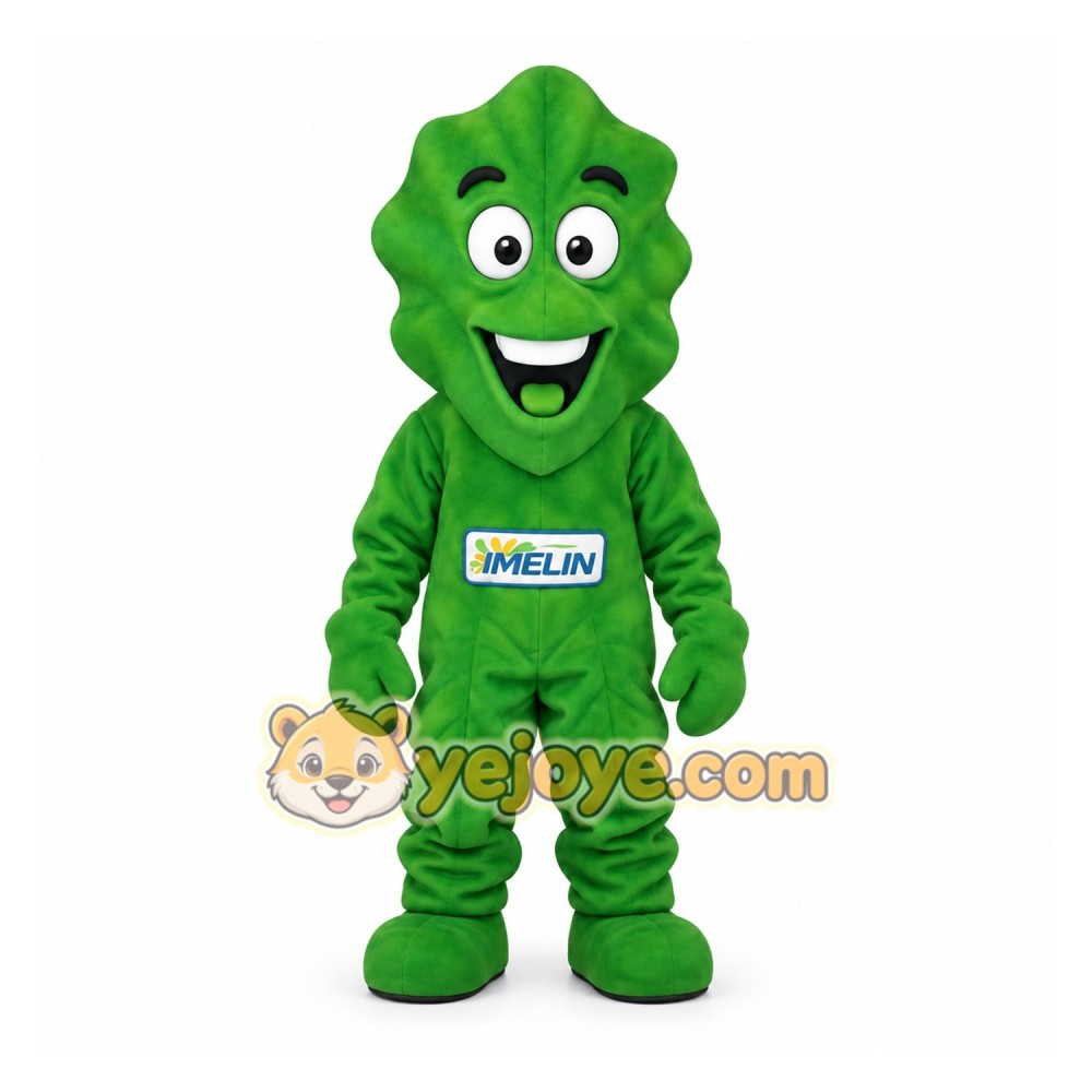 Green Smiling Lettuce Leaf Mascot Costume Green Smiling Lettuce Leaf Mascot Costume