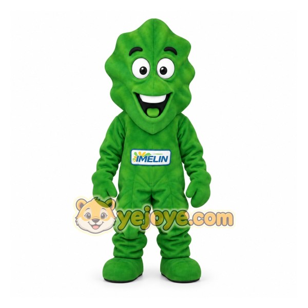 Green Smiling Lettuce Leaf Mascot Costume