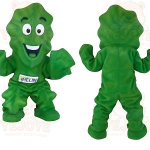 Green Smiling Lettuce Leaf Mascot Costume