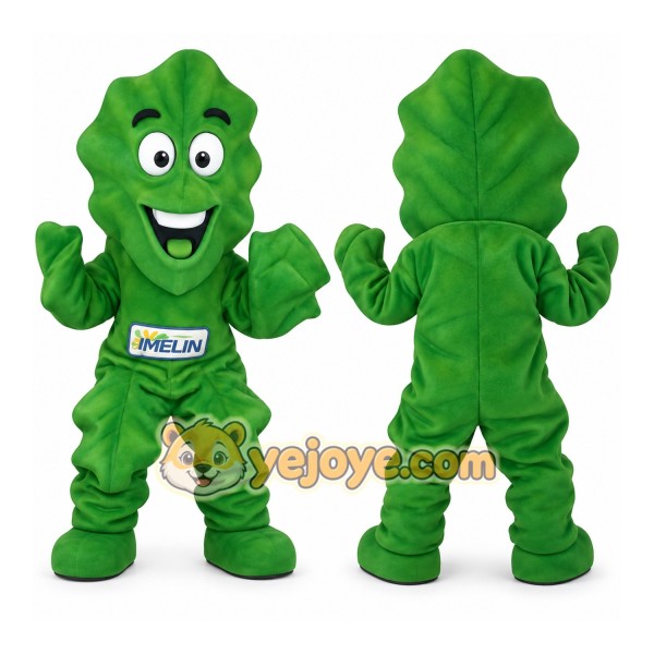 Green Smiling Lettuce Leaf Mascot Costume