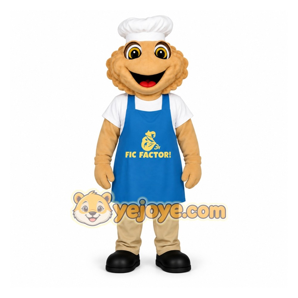 Tan Blue White Baker Chef Mascot Costume Tan Blue White Baker Chef Mascot Costume