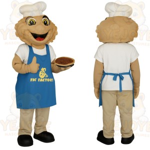 Tan Blue White Baker Chef Mascot Costume