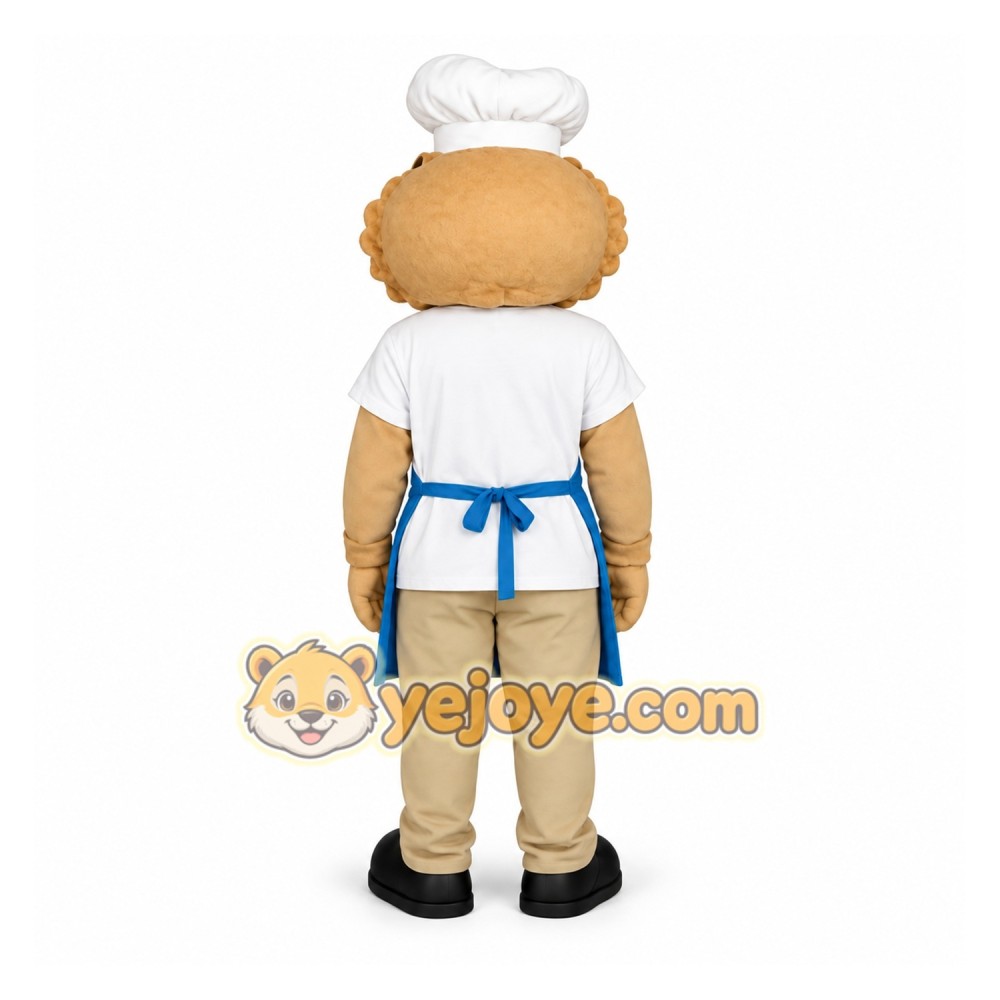 Tan Blue White Baker Chef Mascot Costume Tan Blue White Baker Chef Mascot Costume