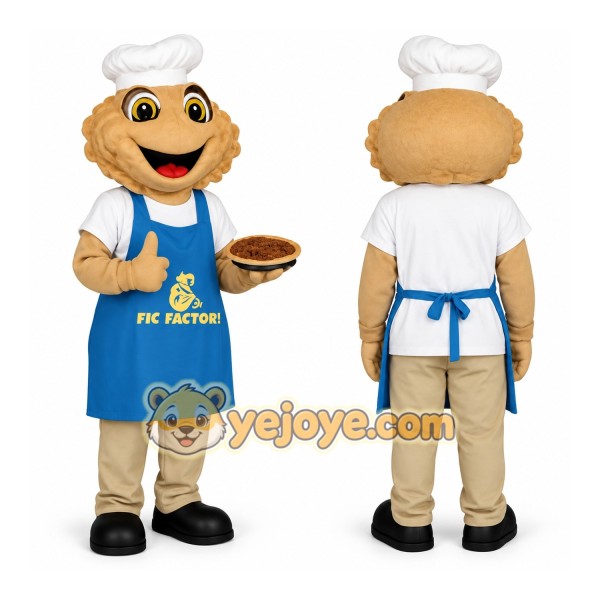 Tan Blue White Baker Chef Mascot Costume