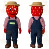 Red Tan Blue Strawberry Farmer Mascot Costume