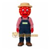 Red Tan Blue Strawberry Farmer Mascot Costume Red Tan Blue Strawberry Farmer Mascot Costume