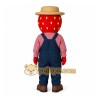Red Tan Blue Strawberry Farmer Mascot Costume Red Tan Blue Strawberry Farmer Mascot Costume