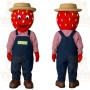 Red Tan Blue Strawberry Farmer Mascot Costume