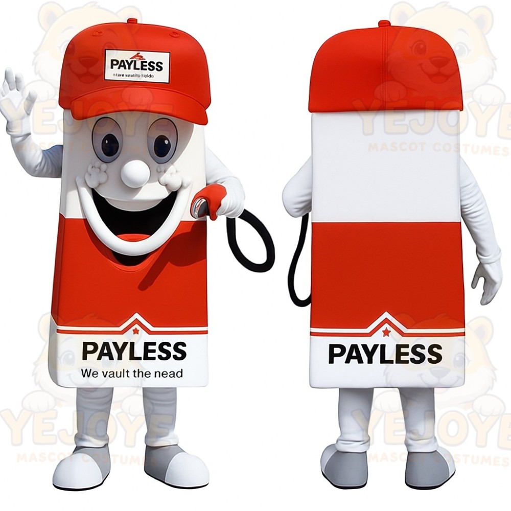 Red White Smiling Fuel Pump Mascot Costume