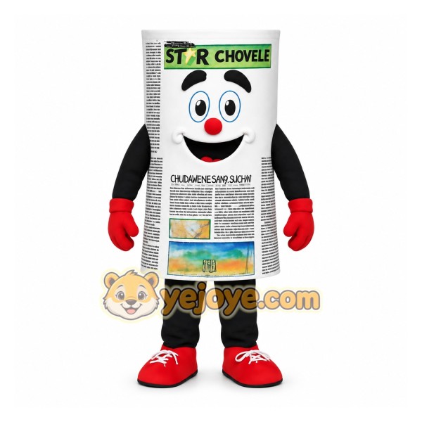 White Black Red Newspaper Mascot Costume