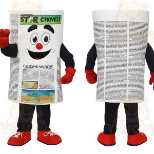 White Black Red Newspaper Mascot Costume