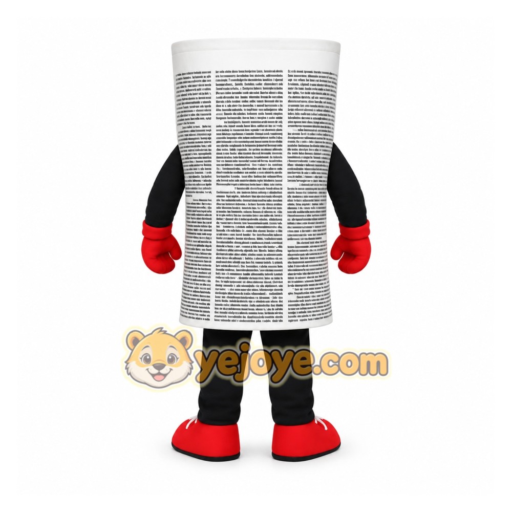 White Black Red Newspaper Mascot Costume White Black Red Newspaper Mascot Costume