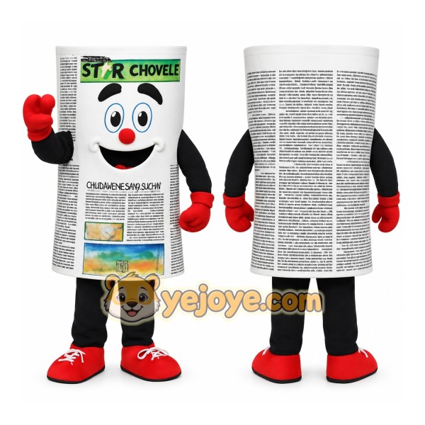 White Black Red Newspaper Mascot Costume